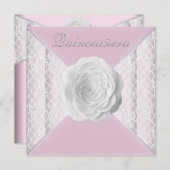 ピンクエレガントと白のバラキンセアニェラ 招待状 (正面/裏面)
