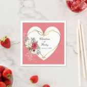 ピンクエレガントと白のバラ結婚の スタンダードカクテルナプキン (インサイチュ)