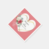 ピンクエレガントと白のバラ結婚の スタンダードカクテルナプキン (角)