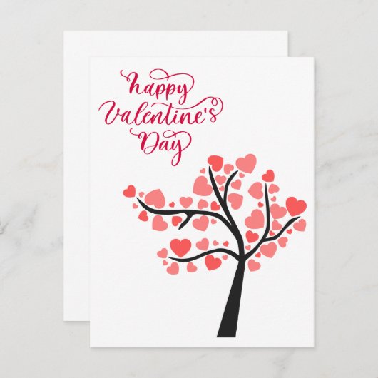 ピンクエレガントと白のバレンタインのデイカード ノートカード (正面/裏面)