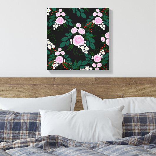 ピンクエレガントと白のフローラの水の絵を描色 キャンバスプリント (インサイチュ (寝室))