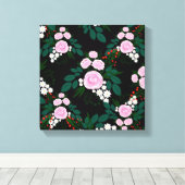 ピンクエレガントと白のフローラの水の絵を描色 キャンバスプリント (インサイチュ (ウッドフロア))