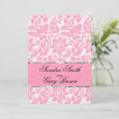 ピンクエレガントと白のフローラダマ結婚ス 招待状 (スタンド正面)