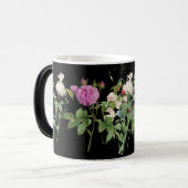 ピンクエレガントと白のフローラ植物学デザイン モーフィングマグカップ (正面左)