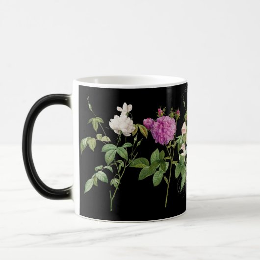 ピンクエレガントと白のフローラ植物学デザイン モーフィングマグカップ (左)