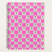 ピンクエレガントと白の格子柄 プランナー手帳 (正面)