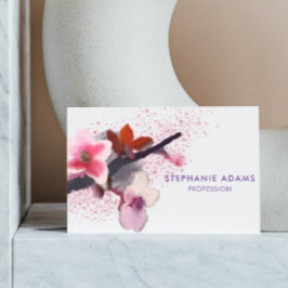 ピンクエレガントと紫のさくらんぼ 名刺