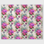 ピンクエレガントと紫のクリスマスフローラルパターン ラッピングペーパー (フラット)