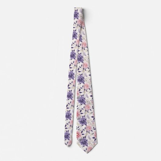 ピンクエレガントと紫のフローラネックタイ ネクタイ (裏面)