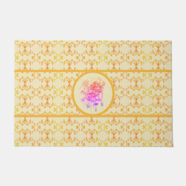 ピンクエレガントと紫のフローラ ドアマット