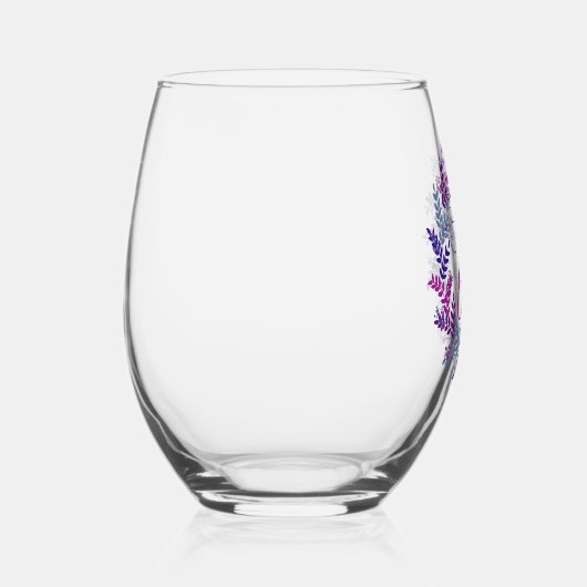 ピンクエレガントと紫のリース60th誕生日パーティー ステムなしワイングラス (右)