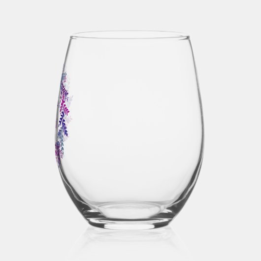 ピンクエレガントと紫のリース80th誕生日パーティー ステムなしワイングラス (左)