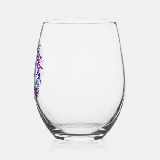 ピンクエレガントと紫のリース85th誕生日パーティー ステムなしワイングラス (左)