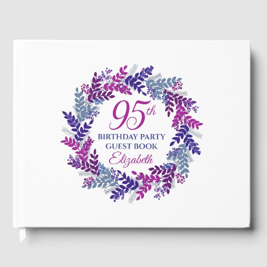 ピンクエレガントと紫のリース95th誕生日パーティー ゲストブック (正面)