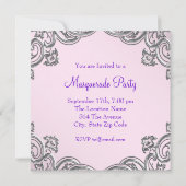 ピンクエレガントと紫の仮装パーティー 招待状 (裏面)