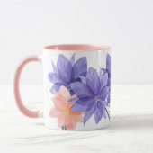 ピンクエレガントと紫の薄紫フローラ縁どコーヒー マグカップ (左)