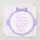 ピンクエレガントと紫の赤ちゃんシャワーの足跡 招待状 (裏面)