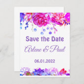 ピンクエレガントと紫の配列 招待状 (正面/裏面)