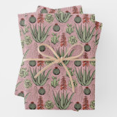 ピンクエレガントと緑の花のパターンフローラ ラッピングペーパーシート (インサイチュ)