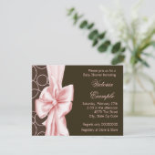 ピンクエレガントと茶色の赤ちゃんガールシャワー 招待状 (スタンド正面)