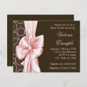 ピンクエレガントと茶色の赤ちゃんガールシャワー 招待状 (正面/裏面)