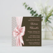 ピンクエレガントと茶色の赤ちゃんガールシャワー 招待状 (スタンド正面)