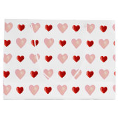 ピンクエレガントと赤いハートオン白 ラージペーパーバッグ (裏面)