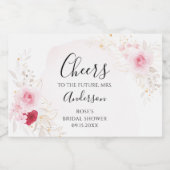 ピンクエレガントと赤のフローラブライダルシャワー スパークリングワインラベル (シングルラベル)