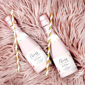 ピンクエレガントと赤のフローラブライダルシャワー スパークリングワインラベル