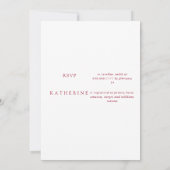 ピンクエレガントと赤のフローラブライダルシャワー 招待状 (裏面)