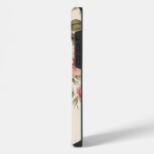 ピンクエレガントと赤面のバラとモノグラム iPhoneケース (左側面)