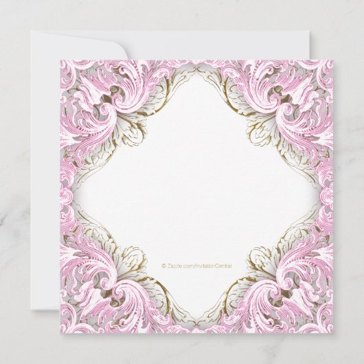 ピンクエレガントと金ゴールドのクロス第1聖餐式 招待状 (裏面)