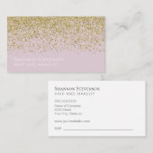 ピンクエレガントと金ゴールドのグリッターヘアメイク 名刺 (正面/裏面)