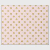 ピンクエレガントと金ゴールドのグリッター水玉模様パターン ラッピングペーパー (フラット)