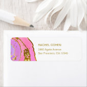 ピンクエレガントと金ゴールドのジオメトリラベル ラベル (インサイチュ)