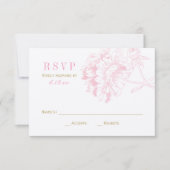 ピンクエレガントと金ゴールドのフローラの結婚牡丹 出欠カード (正面)