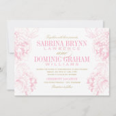 ピンクエレガントと金ゴールドのフローラの結婚牡丹 招待状 (正面)