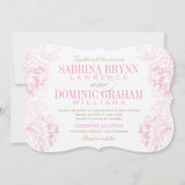 ピンクエレガントと金ゴールドのフローラの結婚牡丹 招待状 (正面)