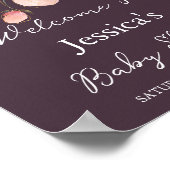 ピンクエレガントと金ゴールドのフローラの赤ちゃんシャワー ポスター (角)