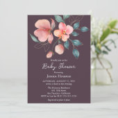 ピンクエレガントと金ゴールドのフローラの赤ちゃんシャワー 招待状 (スタンド正面)