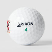 ピンクエレガントと金ゴールドのフローラデザイン ゴルフボール (ロゴ)