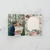 ピンクエレガントと金ゴールドのフローラビクトリアン結婚の 案内状 (内部)