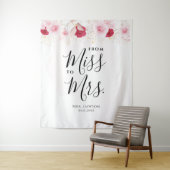 ピンクエレガントと金ゴールドのフローラブライダルシャワー背景 タペストリー (インサイチュ)