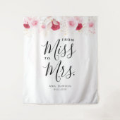 ピンクエレガントと金ゴールドのフローラブライダルシャワー背景 タペストリー (正面)