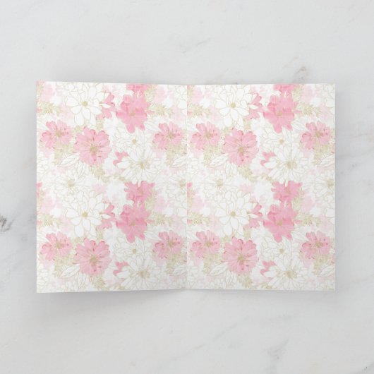 ピンクエレガントと金ゴールドのフローラ水の色絵を描 シーズンカード (内部)