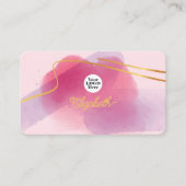 ピンクエレガントと金ゴールドのブラシストローク 名刺 (正面)