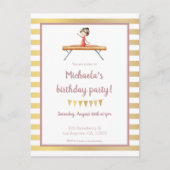 ピンクエレガントと金ゴールドの体操のテーマ インビテーションポストカード (正面)