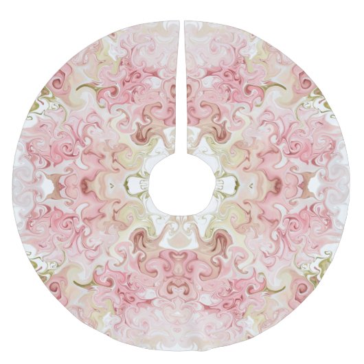 ピンクエレガントと金ゴールドの大理石 ブラッシュドポリエステルツリースカート (正面)