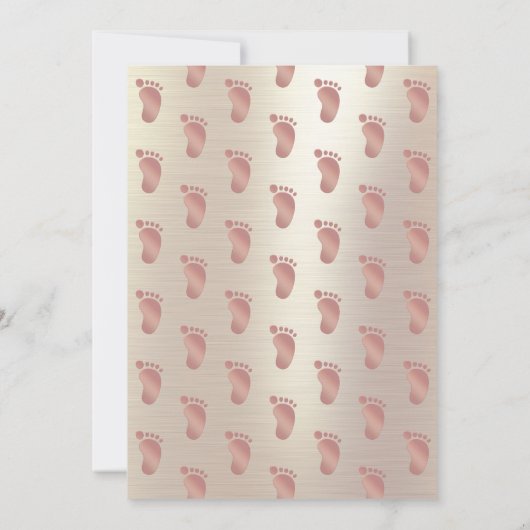 ピンクエレガントと金ゴールドの女の子のベビーシャワー 招待状 (裏面)