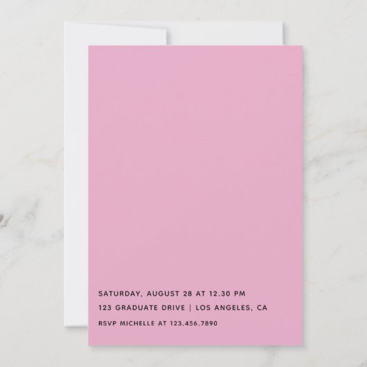 ピンクエレガントと金ゴールドの女子卒業パーティー 招待状 (裏面)